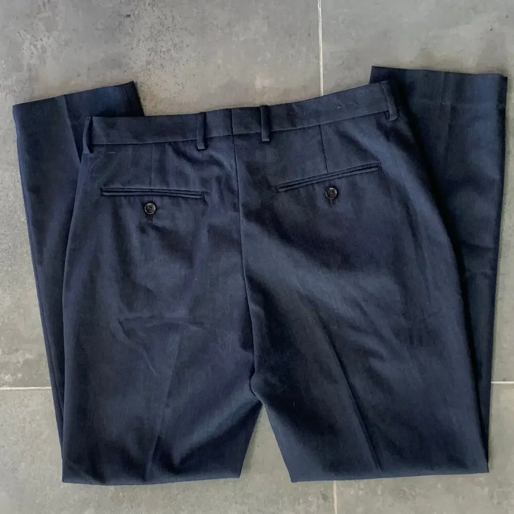 J.Crew Bowery Slim Dress‎ Pants Mens 34x30 Navy Blue Excellent Stretch Trouser